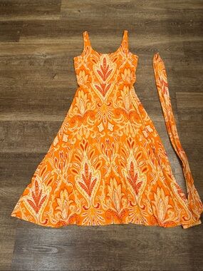 LOFT Orange Paisley Maxi Dress